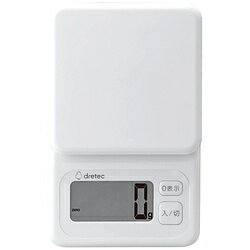 ドリテック 大画面デジタルスケール［最大表示3.0kg/表示単位1g］ ブロート ホワイト KS-825WT KS825