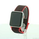 【中古】Apple(アップル) Apple Watch 38mm シルバーアルミニウムケース ブライトクリムゾン/ブラックNikeスポーツループ【291-ud】