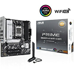 AMD B840チップセット搭載マザーボード■堅牢な電源ソリューションProCool II 電源コネクタ、8+2+1電源ソリューション、6層PCB■最適化された熱設計拡大されたVRMとPCHヒートシンク、ヒートシンク付きM.2スロット × 1、Fan Xpert 4■豊富な接続性1 × M.2 Gen4、1× USB 10Gbps Type-Cリア、1× USB 5Gbps Type-Cフロントパネル、PCIe 4.0 x16 SafeSlot、USB 4.0ヘッダー■高性能ネットワークIntel Ethernet 2.5G & 10G、WiFi 6E■DIY フレンドリーQ-Antenna、Q-LED、BIOS FlashBack、一体式IO、Q-Dashboard■ASUS Control Center Express強化されたデータ保護のためのリアルタイム IT 監視および管理ソフトウェア付属品Cables2 x SATA 6Gb/s cablesMiscellaneous1 x ASUS WiFi Q-Antenna1 x M.2 rubber package2 x Screw packages for M.2 SSDDocumentation1 x ACC Express Activation Key Card1 x Quick start guideその他I/Oポート詳細［Back Panel I/O Ports］2 x USB 10Gbps ports (2 x Type-A)1 x USB 5Gbps port (1 x USB Type-C)4 x USB 2.0 ports (4 x Type-A)2 x DisplayPort1 x HDMI port1 x Wi-Fi module1 x Realtek 2.5Gb Ethernet port3 x Audio jacks1 x BIOS FlashBack buttonLAN［Ethernet］1 x Realtek 2.5Gb EthernetASUS LANGuard［Wireless & Bluetooth］Wi-Fi 6E2x2 Wi-Fi 6E (802.11ax)Supports 2.4/5/6GHz frequency bandBluetooth v5.3USB［USB］Rear USB (Total 7 ports)2 x USB 10Gbps ports (2 x Type-A)1 x USB 5Gbps port (1 x USB Type-C)4 x USB 2.0 ports (4 x Type-A)Front USB (Total 7 ports)1 x USB 5Gbps connector (supports USB Type-C)1 x USB 5Gbps header supports 2 additional USB 5Gbps ports2 x USB 2.0 headers support 4 additional USB 2.0 ports仕様1［対応OS］Windows 11、Windows 10 64-bit［フォームファクター］micro-ATX［CPU］AMD Socket AM5 for AMD Ryzen 9000 & 8000 & 7000 Series Desktop Processors［Chipset］AMD B840［Memory］4 x DIMM slots、max. 192GB、DDR5［Audio］Realtek 7.1 Surround Sound High Definition Audio CODEC仕様2［Graphics］2 x DisplayPort(Supports max. 8K@30Hz as specified in DisplayPort 1.4.)1 x HDMI port(Supports 4K@60Hz as specified in HDMI 2.1.)仕様3［Expansion Slots］AMD Ryzen 9000 & 7000 Series Desktop Processors1 x PCIe 4.0 x16 slot (supports x16 mode)AMD Ryzen 8000 Series Desktop Processors1 x PCIe 4.0 x16 slot (supports x8/x4 mode)AMD B840 Chipset2 x PCIe 3.0 x16 slots (support x1 mode)［Storage］3 x M.2 slots4 x SATA 6Gb/s ports仕様［Internal I/O Connectors］Fan and Cooling Related1 x 4-pin CPU Fan header1 x 4-pin CPU OPT Fan header1 x 4-pin AIO Pump header3 x 4-pin Chassis Fan headersPower Related1 x 24-pin Main Power connector1 x 8-pin +12V CPU Power connectorStorage Related3 x M.2 slots (Key M)4 x SATA 6Gb/s portsUSB1 x USB 5Gbps connector (supports USB Type-C)1 x USB 5Gbps header supports 2 additional USB 5Gbps ports2 x USB 2.0 headers support 4 additional USB 2.0 portsMiscellaneous3 x Addressable Gen 2 headers1 x Clear CMOS header1 x COM Port header1 x Front Panel Audio header (F_AUDIO)1 x S/PDIF Out header1 x SPI TPM header (14-1 pin)1 x 10-1 pin Front Panel System headerAMD B840チップセット搭載マザーボード
