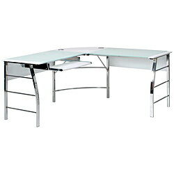 不二貿易 ガラスPCデスク L型 CT-1040WH ホワイト 70391 70391