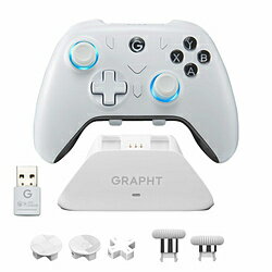 GRAPHT GRT076-WHT-ONE ゲームパッド＋充電ドックセット 無線/有線 Omni Plus with Charging Dock ホワイト ［Bluetooth・USB /Windows・Android・iOS /22ボタン］ GRT076-WHT-ONE