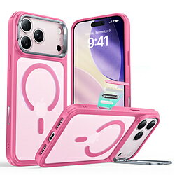 ESR iPhone 17 Pro (6.3インチ）MagSafe対応、隠れスタンド付き、ミリタリーグレードケース フロストピンク 1A86700501-Frosted Pink 1A86700501