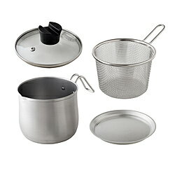 中山福 ステンレス マルチポット 2.1L ストレーナー ガラス蓋 プレート付 IH・ガス火対応 G031 G031