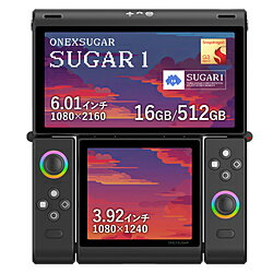 ONENETBOOKTECHNOLOGY ONEXSUGAR16512BK ポータブルゲーミングPC ONEXSUGAR SUGAR1 [6.01＋3.92インチ /Android14 /RAM：16GB /ROM：512GB] ブラック ［Snapdragon /2025年11月モデル］ ONEXSUGAR16512BK