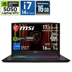 【2026/02/26発売予定】MSI(エムエスアイ) Katana-17-HX-B14WEK-6569JP ゲーミングノートパソコン Katana 17 HX B14W(RTX 5050) ブラック ［17.3型 /Windows11 Home /intel Core i7 /メモリ：16GB /SSD：1TB /日本語版キーボード /2026年2月モデル］ KATANA17HXB14WEK6569