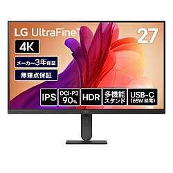 LG(エルジー) USB-C接続 PCモニター ブラック 27U730B-B ［27型 /4K(3840×2160） /ワイド /60Hz］ 27U730B-B
