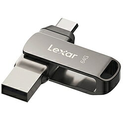 USB Type-C/Type-A両方の端子を備えたUSBメモリーです。スマートフォン/タブレット/Windows/Mac等でのデータ共有を便利に行えます。頑丈で放熱性に優れたメタル筐体。■キャップ紛失しない回転式クルッと回してUSB Type-C/Type-A端子の切り替えができる回転式。キャップが無いので紛失の心配がありません。■パソコンとスマホのデータ共有もこれ一つでUSB Type-C / Type-A両方の端子を備えており、さまざまな機器に直接つなぐことができます。WindowsPC/Mac/スマートフォン/タブレット間でのデータ共有にも便利です。■耐久性と放熱性に優れたメタル筐体本体には耐衝撃性と放熱性に優れた金属を採用。ヒンヤリしたボディは高級感があります。便利なストラップホールを備えています。■256 ビット AES 暗号化ソフトウェア「Lexar DataShield」を搭載「Lexar DataShield」は、Lexar製メディア向けに提供されているデータ暗号化ソフトウェアです。高度な256ビットAES暗号化を採用し、機密ファイルや重要なデータをパスワードで保護された「金庫」に安全に保管できます。■安心の長期保証5年間の製品保証付き。安心が長く続きます。本体サイズ60.6×16.2×9.7mm本体重量17.8g記憶容量64GBインターフェースUSB Type-C / Type-A対応OSWindows、Mac転送速度USB3.2形状回転式仕様1［転送速度（最大）読込］130MB/s［動作温度］0～50度［保管温度］-10～70度［保証期間］ご購入日より日本国内にて5年間USB Type-C/Type-A両方の端子を備えたUSBメモリーです。スマートフォン/タブレット/Windows/Mac等でのデータ共有を便利に行えます。頑丈で放熱性に優れたメタル筐体。
