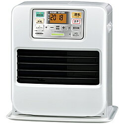 電気代が安い、低消費電力を実現するヒートバックシステム搭載バーナ。灯油が長持ち、火力が絞れるから1回の給油で長時間運転を実現できます。タイマー機能の改良で入タイマー機能に新たなモードを追加。通常の入タイマー機能に加え入タイマー設定後も1時間運転を継続できるようになりました。延長／切タイマーに新たに30分の設定が追加となり、好みに合わせて3時間、2時間、1時間、30分間の延長時間を選ぶことができます。基本性能重視の手軽な使いやすさが好評。クリーン消火＆ニオイカットメカやよごれま栓も搭載。運転モード保持機能で電源プラグを抜いても運転モードやタイマーセット時刻を記憶しているので、再設定が不要です。本体サイズ(幅×高さ×奥行)mm幅394×高さ426×奥行324mm本体重量(kg)9.6スピード点火機能秒速タイマー(7秒点火タイマー)、秒速点火(7秒点火)給油表示（給油予告）灯油切れカウントダウン表示、給油お知らせメロディー省エネ機能ecoモード燃焼継続時間15.6～82.0時間(強～弱)石油暖房能力3.30～0.63kW消費電力21W/21W～10W/11W(50/60Hz)運転音35/21(強/弱)給油タンク容量5.0L消臭機能クリーン消火&ニオイカットメカ安全機能チャイルドロック、対震自動消火装置、不完全燃焼防止装置、不完全燃焼通知機能、再点火防止機能(インターロック)付属品リモコン仕様1よごれま栓タンク仕様2通常点火55秒仕様3高地切換モード1500m対応)リモコン付きで大きな操作パネルのファンヒーター