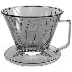 注ぐだけでどなたでも美味しいコーヒーを再現しやすい2つ穴仕様の台形型のコーヒードリッパー。■密着を防ぎ空気の抜けが良いスパイラルリブ仕様でペーパーとの密着を防ぎ空気の抜けが良くお湯がたまりにくい。■便利でうれしい杯数目盛付き杯数目盛がついているので計量スプーンいらず。■抽出量がわかるのぞき穴付きマグボトルや陶器製のコップでも抽出量がわかる、のぞき穴付き。■握りやすいから持ちやすいハンドル部分は広めの作りなので、しっかり握ることが出来ます。仕様1本体サイズ：幅12.6×奥行11.1×高さ8.7cm仕様2本体重量：約0.08kg仕様3食洗機可否：可備考：2－4人用使いやすい2～4人用コーヒードリッパー。2つ穴仕様で、安定した抽出を実現。杯数メモリ付きで便利。食洗機対応です。