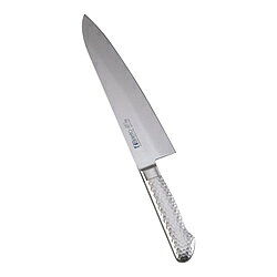 画像はイメージの場合があります。あらかじめご了承ください。■プロのニューステータス Briet-M11PRO■モリブデンバナジウム鋼をベースとし たブライト特殊鋼をサブゼロ処理によ り高い硬度と靱性を与え、切れ味を 一段と高めてあります。■ハンドルは18-8抗菌性ステンレス鋼を使用し水・薬品等の高圧・高温殺菌洗浄を可能にした衛生的なハンドルです。■抗菌仕様【製品仕様】■メーカー品番:M1111■サイズ(cm):24■全長(mm):375■質量(g):320■背厚(mm):4.0仕様1柄色：シルバー系モリブデンバナジウム鋼をベースとし たブライト特殊鋼をサブゼロ処理によ り高い硬度と靱性を与え、切れ味を 一段と高めてあります。