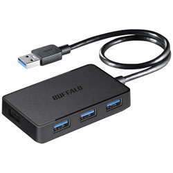 BUFFALO(バッファロー） USB3.0ハブ［4ポート バスパワー Mac／Win］ マグネット付 ブラック BSH4U300U3BK BSH4U300U3BK 【864】