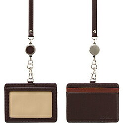 最長30cm伸びるリール付きIDカードホルダー。必要な時にだけリールを伸ばせるので読み取り機へのタッチが便利です。引っかかったり強い力が加わると、ネックストラップの留め具が外れる安全パーツ付き。両面ポケットタイプ。（オモテ面1ポケット＋ウラ...