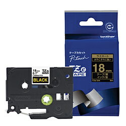 brother(ブラザー) ラベルライター用ラミネートテープ 18mm幅（金文字/黒）　TZe-344 TZE344 【864】
