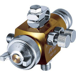 ■パターン調節機能付です。■ワイドパターンでの噴霧が可能です。■ピストン作動と霧化エア回路を分離し、個別に制御できます。■高い粘度の液体塗布用です。【用途】・高粘度液体、大パターン塗布用。【仕様】・ノズル径（mm）： 0.5・取付口（エア・液体）： G1/4・液体噴出量（ml/min）： 0～70・パターン開き（mm）： 250・エアホース2本使用パターン調節機能付です。