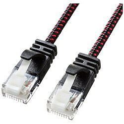 ●次世代の10GBASEに完全対応 ケーブル品質とプラグ内のより戻しを極限まで押さえることにより、実用化が急速にすすんでいる10GBASE（10Gbps）に完全対応します。 ●伝送帯域500MHzをクリア エンハンスドカテゴリ5の5倍、カテゴリ6の2倍の伝送帯域である500MHzをクリアします。帯域が広いほど高速伝送が可能になり、データエラー防止効果があります。 ●断線しにくい細ケーブルメッシュ素材採用で引張強度200％を実現。ケーブル径3.6mmで取り回しの良い、柔らか細ケーブルです。●つめ折れ防止コネクタ採用曲げても折れないナイロン製ツメと弾力性に優れたPVC製ツメ折れ防止カバー、性能が見える透明構造ポリカーボネートコネクタで、信頼の三重構造です。ケーブル長さ5mコネクタ形状■コネクタ形状:RJ-45つめ折れ防止シールドコネクタ（ラッチカバー付）ストレート・クロス■ケーブル構造:より線、ストレート全結線仕様1■ケーブル色：ブラック＆レッド ■ケーブル径：3.6mm■対応伝送帯域：カテゴリ6a(10GBASE-T)、カテゴリ6(1000BASE-TX)、エンハンスドカテゴリ5(1000BASE-T)、カテゴリ5(100BASE-TX)、カテゴリ3(10BASE-T)適合安心のつめ折れ防止コネクタと、丈夫で取り回しの良い細径メッシュ採用の10G対応CAT6ALANケーブル