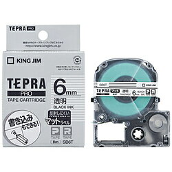 キングジム 透明マットラベルテープ 「テプラPRO」（透明テープ/黒文字/6mm幅） SB6T SB6T