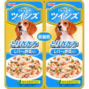 【いなばペットフード】いなば ツインズ とりささみ レバー & 野菜入り 80g(40g×2) TW-09