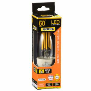 LEDフィラメント電球 シャンデリア形 口金E17 60W相当 調光器対応 クリア 電球色 全方向 LDC6L-E17/D C6