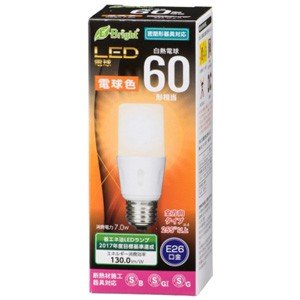 【オーム電機 OHM】オーム電機 LED電球 T形 E26 60形相当 電球色 06-3611 LDT7L-G IS21 1