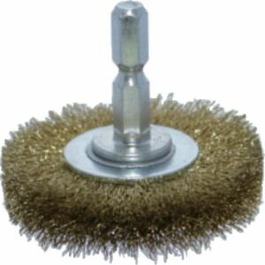 【トラスコ TRUSCO】トラスコ 軸付ホイールブラシ φ50×軸6.35 真鍮線 線径0.15 TB-6224-60