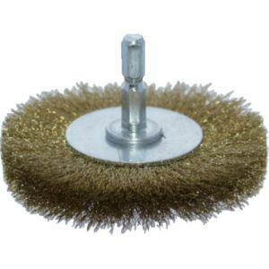【トラスコ TRUSCO】トラスコ 軸付ホイールブラシ φ75×軸6.35 真鍮線 線径0.15 TB-6244-60