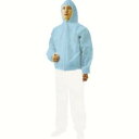 【トラスコ TRUSCO】トラスコ TPC-F-S-B 不織布使い捨て保護服フード付ジャンバー Sサイズ ブルー TRUSCO