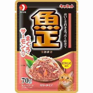 【ペットライン PETLINE】ペットライン キャネット 魚正 パウチ まぐろ・サーモン入り 70g UMP-6