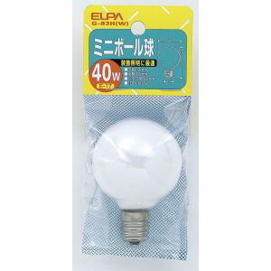 【朝日電器 エルパ ELPA】エルパ G-83H W ミニボール球40W ELPA 朝日電器