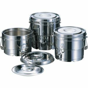 【赤川器物製作所】AG 18-8 ステンレス 段付 二重 汁食 缶 クリップ 無 10L 赤川器物