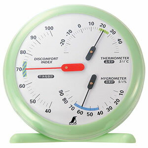【シンワ測定 SHINWA】シンワ測定 70480 温湿度・不快指数計 R-1 丸型 15cm リーフグリーン