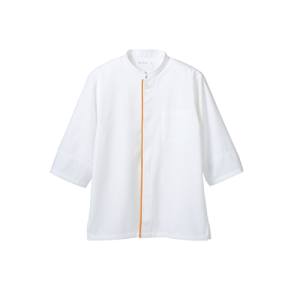 【住商モンブラン】住商モンブラン 6-465 調理コート 兼用 7分袖 白 オレンジ Lサイズ 男女兼用