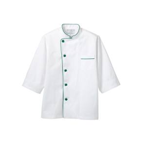 【住商モンブラン】住商モンブラン 6-513 コックコート 兼用 7分袖 白 グリーン 3L 男女兼用