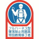 日本緑十字社 233128 ヘルメット用ステッカー フルハーネス型墜落制止用器具特別教育修了者 HL-128 35×25mm 10枚組 オレフィン