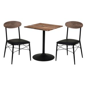 送料無料！！【萩原】萩原 LT-4919LBR78BK-S テーブル & チェア3点セット 角型 ライトブラウン メーカー直送 代引不可 北海道沖縄離島..