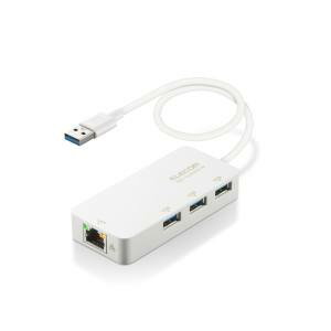 【エレコム ELECOM】エレコム EDC-GUA3H2-W 有線LANアダプタ Giga対応 USB3.0 Type-A USBハブ付 ホワイト