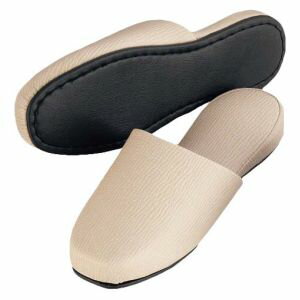 【アスカ商事】シルクロード エンボスレザー スリッパ ベージュ NRL-24