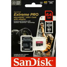 【サンディスク SanDisk 海外パッケージ】サンディスク マイクロSDXC 64GB SDSQXCU-064G-GN6MA UHS-I U3 class10 A2 V30 Extreme PRO