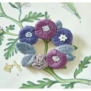 【ピース Piece】ピース 刺しゅうキット k.omono fioret wreath brooch ブローチ mauve PHC-034-4