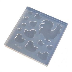 【亀島商店】亀島商店 レジンクラフト用 ソフトモールド C-629 アニマルシリーズ 鶏&ひよこシルエット