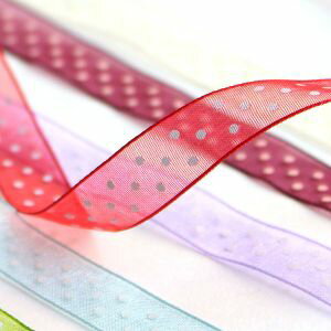 【小西リボン】Blanc de コア シェアドット柄 オーガンジーリボン 黒 12mm×25m No.1181-25 KR1181-12-25 小西リボン