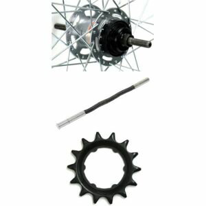 【アサヒサイクル ASAHICYCLE】アサヒサイクル TB2R6 ステンレスリム 後輪 内装3段 ローラーブレーキ仕様 14Tギア付き ロッド棒付き 軸長:191mm