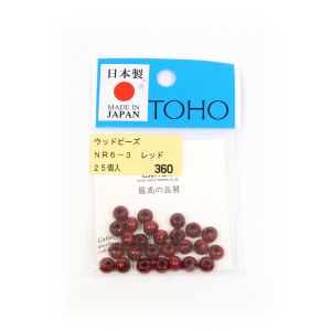 トーホー ウッドビーズ 6mm レッド 25個入 NR6-3