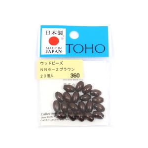 【トーホー】トーホー ウッドビーズ 約6×9mm ブラウン 20個入 NN6-2
