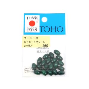 【トーホー】トーホー ウッドビーズ 約6×9mm グリーン 20個入 NN6-4