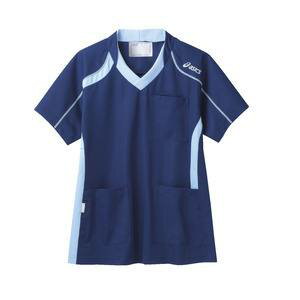 【住商モンブラン】住商モンブラン CHM301-0403 スクラブ 兼用 半袖 ダークブルー ペールブルー LLサイズ