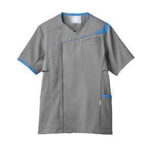 【住商モンブラン】住商モンブラン CHM854-4043 スクラブ メンズ 半袖 グレー ロイヤルブルー 3L