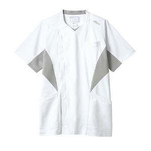 【住商モンブラン】住商モンブラン CHM857-10 スクラブ メンズ 半袖 ホワイト ライトグレー L