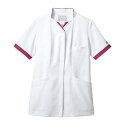【住商モンブラン】住商モンブラン PP302-18 ナースジャケット 半袖 白 バーガンディ 5L