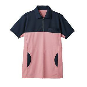 【住商モンブラン】住商モンブラン 72-482 ポロシャツ 兼用 半袖 ネイビー ピンク S