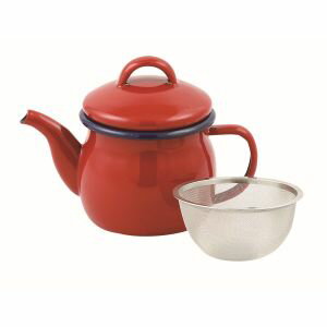 【パール金属】パール金属 ジャストサイズ ホーローティーポット 茶こし付 580ml レッド HB-4411